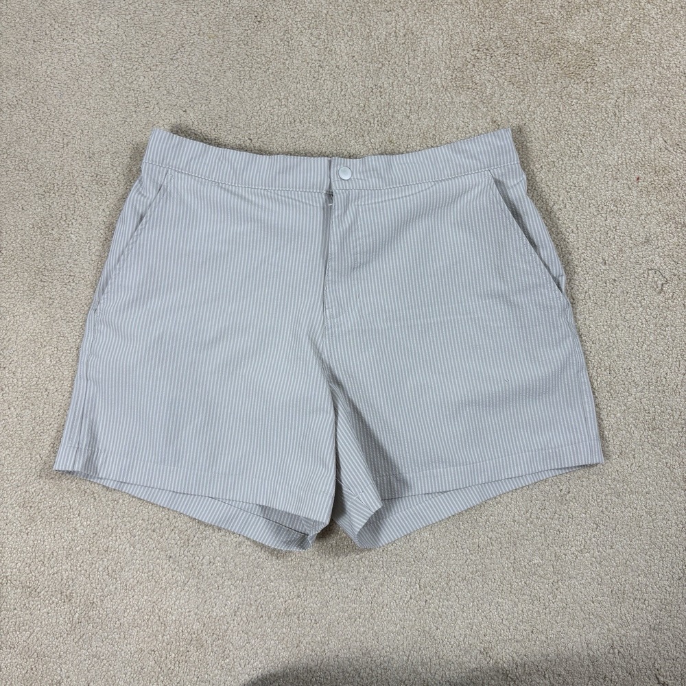 Abercrombie & Fitch Mens Striped Drawstring Shorts Beige Medium Hybrid Lined